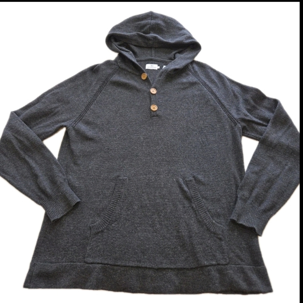 7 Diamonds Shasta Hoodie Dark Grey Henley Knit Sweater